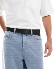 エイソス メンズ アクセサリー ベルト ASOS DESIGN webbing belt with matte black buckle Black ブラック