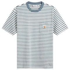 カーハート メンズ トップス Tシャツ Carhartt WIP Ezra Stripe PocketShirt Cozy Blue Wax ブルー