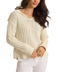 トッミーバハマ レディース アウター ニット・セーター Tommy Bahama Zoe Johnny Collar Sweater Bleached Sand サンドのサムネイル