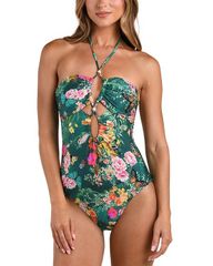 LAGENCE Women's Shiva Charonda Butterfly Keyhole Bandeau One Piece Swimsuit, Multicolor