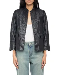 ザディグ エ ヴォルテール レディース アウター ジャケット・ブルゾン レザー Zadig Voltaire Veryn Cuir Froisse Leather Jacket Black ブラックのサムネイル