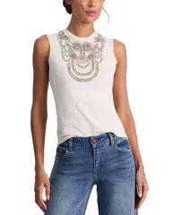 アリスアンドオリビア レディース トップス タンクトップ Alice and Olivia Dede Rhinestonembellished Tank Top Off White オフホワイトのサムネイル