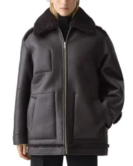 セオリー レディース アウター コート Theory Cocoon Reversible Shearling Coat Cacao