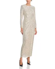 エリザジェイ レディース トップス ワンピース フリル Eliza J Side Ruffled Gown Silver シルバー