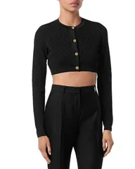 ヴェルサーチ レディース アウター カーディガン Versace Textured V Jacquard Cardigan Black ブラックのサムネイル