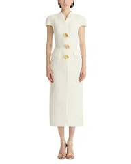 オスカー デ ラ レンタ レディース トップス ワンピース ウール Oscar de la Renta Textured Wool Dress Ivory アイボリー