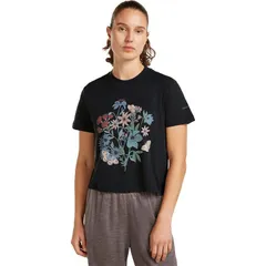 アイスブレーカー レディース トップス Tシャツ Icebreaker Merino 150 Tech Lite NZ Flora Crop TShirt Womens Black ブラックのサムネイル