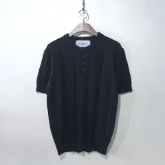 SS新作) クロシェ ヘンリーネック 半袖ニット 4color