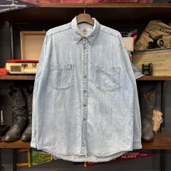 90s リーバイス ホワイトタブ リベットボタン ウォッシュ デニム ワークシャツ N1201