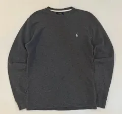 ポロラルフローレン ワッフル サーマル ロングスリーブ 長袖Tシャツ グレー