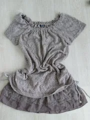 ヴィンテージ レース レイヤード ブラウン ミニ ONE PIECE 森ガール