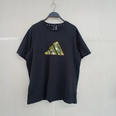 アディダス 黒 カモフラ 3本線 半袖 Tシャツ