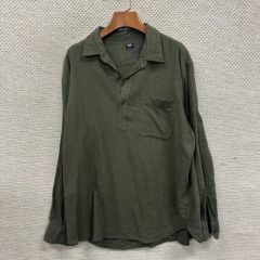 MHL. コットンシャツプルオーバー 長袖 カーキブラウン 日本製 Lサイズ