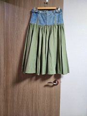 sacaiサカイ×A.P.C. サイドプリーツジップデニムスカート カーキ 36
