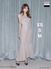 グレージュ(GL4629)【XSサイズあり】サテンギャザーマーメイドセットアップロングキャバドレス