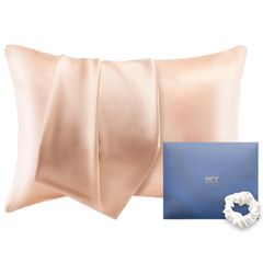 【数量限定】ベージュピンク 45×65cm 1枚セット 43×63cm(枕対応) ファスナー式 摩擦軽減 静電気防止 抗菌防臭 敏感肌に優しい 洗える 通気性 保湿 ひんやり サラサラ 髪の毛のダメージ減少 美肌 美髪 枕カバー 6Aクラス 片面100%シルク