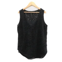 バジーレ BASILE 28 カットソー ノースリーブ 刺繡 シースルー 42 XL 大きいサイズ 黒 ブラック /YK47のサムネイル