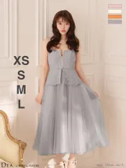 グレー[DE4920-P-2604]【DEA./ディア】フラワー/ レース/ ペプラム/ チュール/ ミディアムドレス/ キャバドレス long   AngelR エンジェルアール Veautt ヴュート系