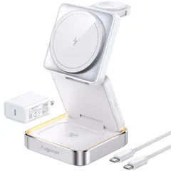 【数量限定】Apple 17/16/15/14/13/12 iPhone Watch 持ち運び便利マグセーフスタンド 旅行 AirPods ナイトライト付き ワイヤレス充電ステーション 折りたたみ式 3/2/Pro対応 MagSafe充電器 急速 置くだけ 1