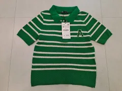 ザラ キッズ グリーン ストライプ ニット ポロTシャツ