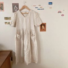 Lisett リゼッタ コットンシルク ワンピース ベージュ - メルカリ