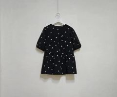 machatt シアーダンボールトップス ドット リボン 半袖 ブラック