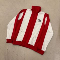Y2K】adidas 縦ストライプ トラックジャケット 赤×白 希少 Oサイズ