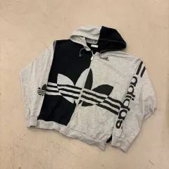 アディダス オリジナル ビックロゴ ツートン フードジップアップ
