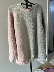ピンク グレー ツートン ニット XL
