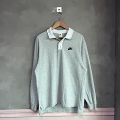 ナイキ スウッシュ ビックロゴ ラグビーシャツ ロングスリーブ グレー