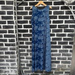 佐橋 節子 リバティ ロングワンピース ノースリーブ ブルー - メルカリ