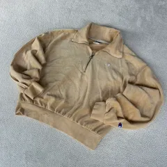 チャンピオン ツアーベルベット ハーフジップアップ スウェット ベージュ