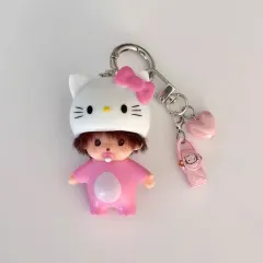ハローキティ モンチッチ ぬいぐるみ キーホルダー ピンク色 携帯 ハローキティ チャーム セット