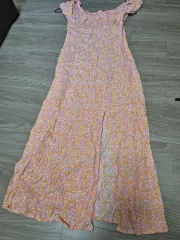 H&M フラワーパータン ロング ONE PIECE オフショルダー