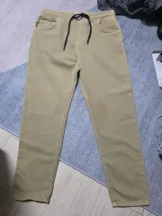 ZARA ベージュ コットン ストレッチ ズボン ドローストリング パンツ