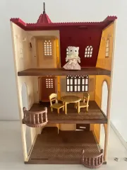 5400)シルバニアファミリー エレベーターのある 赤い屋根の3階建てジップ