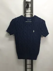 ポロ ラルフローレン ケーブル編み ニット 半袖 コットン ケーブル セーター ネイビー