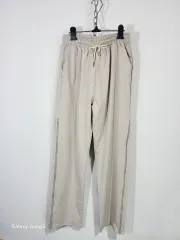 ベージュ サイドジッパージーンズ