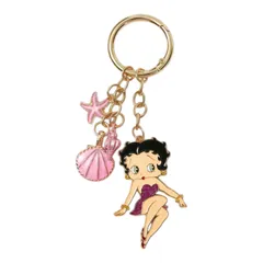 Betty Boop　ベティちゃん　キーホルダー　シェル　貝殻　ピンク　ベティブープ　バッグチャーム　キーチャーム　バッグアクセサリー　じゃらじゃらキーホルダー　可愛い　アメコミ　キャラクター　平成　レトロ　ギフト　プレゼント　海外製品　雑貨のサムネイル