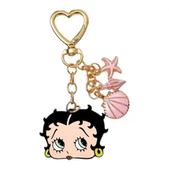 Betty Boop　ベティちゃん　キーホルダー　貝殻　シェル　ピンク　ハート　バッグチャーム　キーチャーム　バッグアクセサリー　じゃらじゃらキーホルダー　可愛い　アメコミ　キャラクター　レトロ　ギフト　プレゼント　海外製品　雑貨のサムネイル