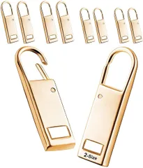 【即日発送】手作り 手芸 DIY 交換用 交換用 裁縫 ファスナー修理 カバン/財布/衣類/靴 簡単に取り付 金属製 (ゴールド) 8個入り 引き手 ファスナー