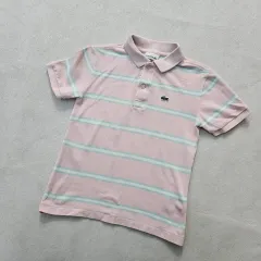 8 ラコステ キッズ ストライプ カラ 半袖Tシャツ 0413Y