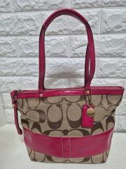 美品 コーチ COACH 6087 ミニハンドバッグ シグネチャー 赤 - メルカリ