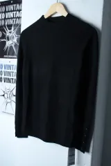 W(XS-S) ユニット ニット 新品 無地 ブラック ウール-18195