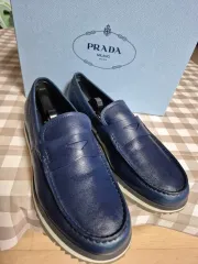 PRADA メンズ ローファー ブルー 7 サイズ