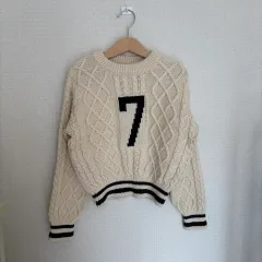 Zara アイボリー ケーブル編み ニット 7番 6-7y