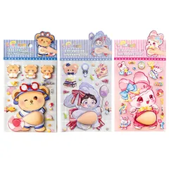 IOLOYU 3D ぷにぷにシール かわいい ぷくぷく おなか おしり 肉球シール 3枚セット マシュマロ感 立体デコステッカー ストレス解消 もちもち ステッカー スクイーズ風 スマホケース ノートPC DIYデコ 日記帳用 手帳貼り (C)