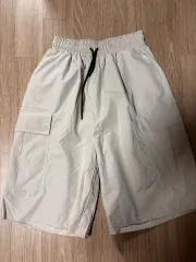 グレー カーゴ ハーフパンツ ウエストゴム