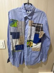 コムデギャルソンオム チェック パッチワーク 長袖 シャツ コラージュ 