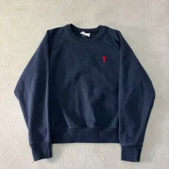95 アミ 刺繍 スモールロゴ ネイビー スウェットのサムネイル